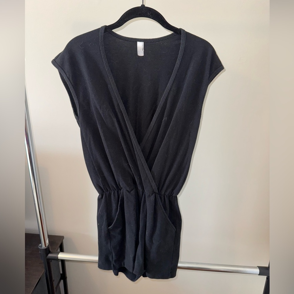 American Apparel Black Romper with Pockets